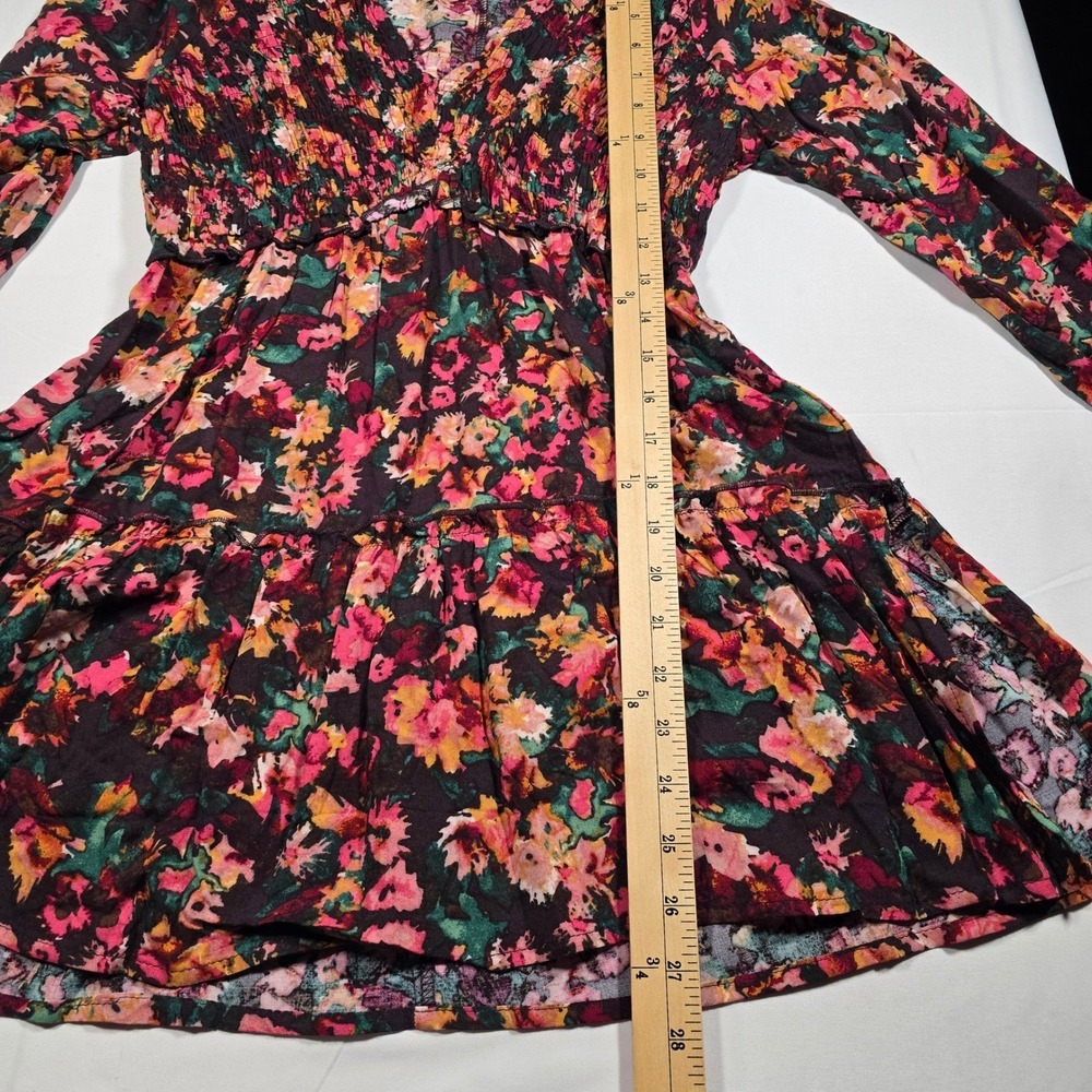 Maurices Womens XS Floral Smocked Empire Waist Tunic Top Long Sleeve Boho indie - Picture 7 of 11